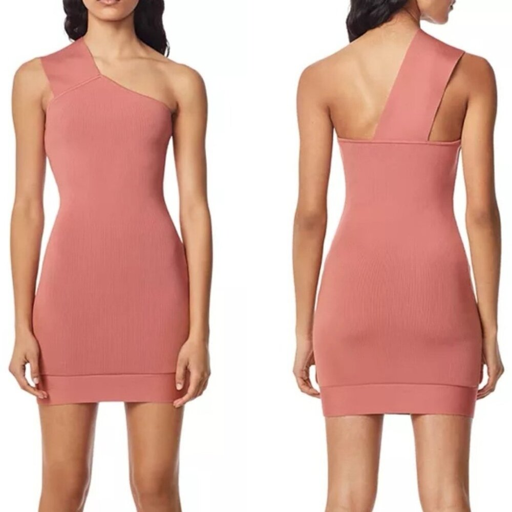 Herve Leger Asymmetric Ribbed Bandage Mini Dress-Size Small NWT